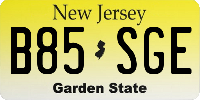 NJ license plate B85SGE