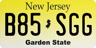 NJ license plate B85SGG