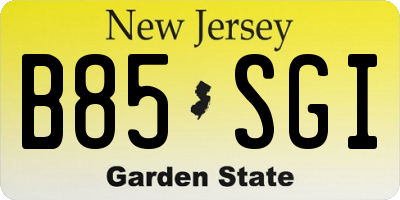 NJ license plate B85SGI