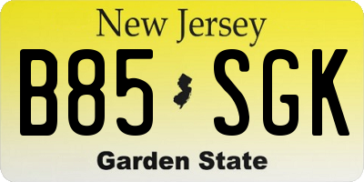 NJ license plate B85SGK