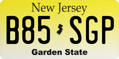 NJ license plate B85SGP