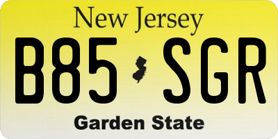 NJ license plate B85SGR