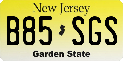 NJ license plate B85SGS