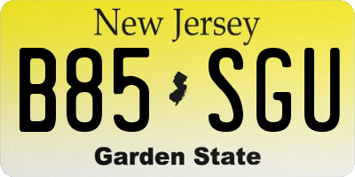 NJ license plate B85SGU