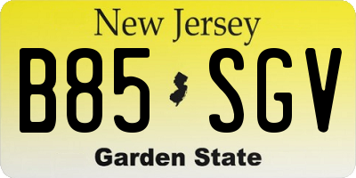 NJ license plate B85SGV