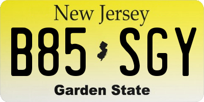 NJ license plate B85SGY