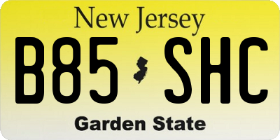 NJ license plate B85SHC