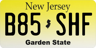 NJ license plate B85SHF