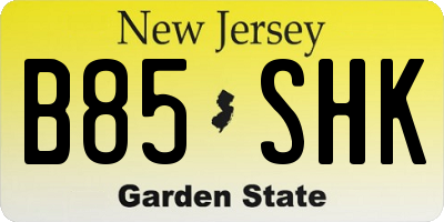 NJ license plate B85SHK