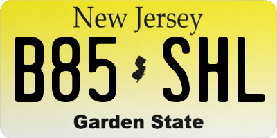 NJ license plate B85SHL