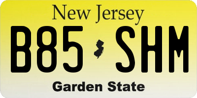 NJ license plate B85SHM