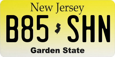 NJ license plate B85SHN