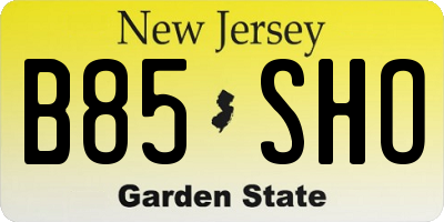 NJ license plate B85SHO