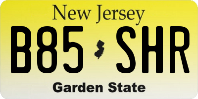 NJ license plate B85SHR