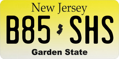 NJ license plate B85SHS