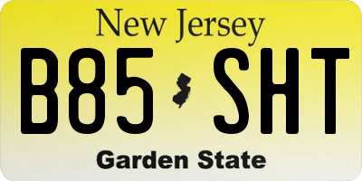 NJ license plate B85SHT
