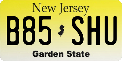 NJ license plate B85SHU