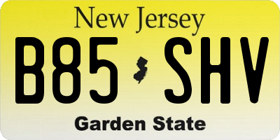 NJ license plate B85SHV