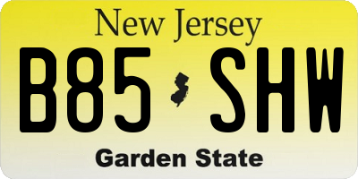 NJ license plate B85SHW