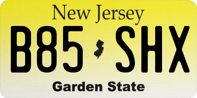 NJ license plate B85SHX