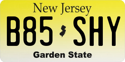 NJ license plate B85SHY