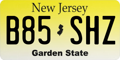 NJ license plate B85SHZ
