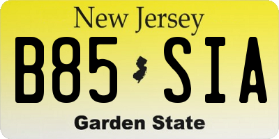 NJ license plate B85SIA