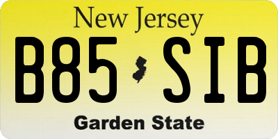 NJ license plate B85SIB