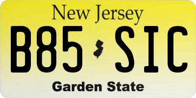 NJ license plate B85SIC