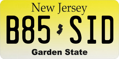 NJ license plate B85SID