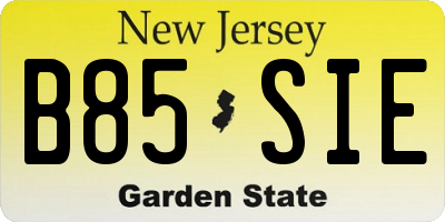 NJ license plate B85SIE