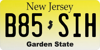 NJ license plate B85SIH