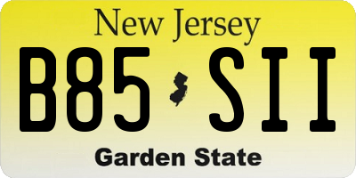 NJ license plate B85SII