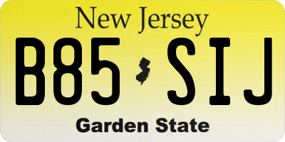 NJ license plate B85SIJ