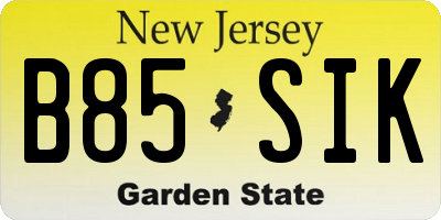 NJ license plate B85SIK