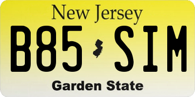 NJ license plate B85SIM