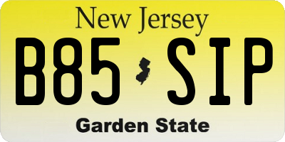 NJ license plate B85SIP