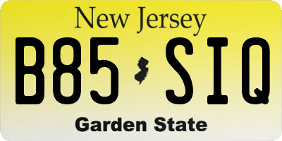 NJ license plate B85SIQ