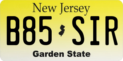 NJ license plate B85SIR