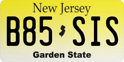 NJ license plate B85SIS