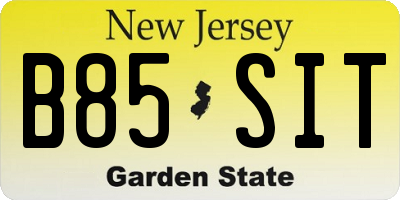 NJ license plate B85SIT