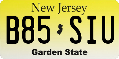 NJ license plate B85SIU