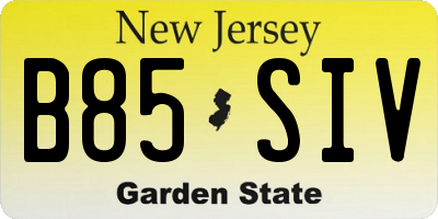 NJ license plate B85SIV
