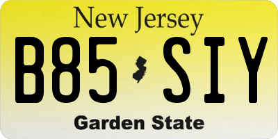 NJ license plate B85SIY