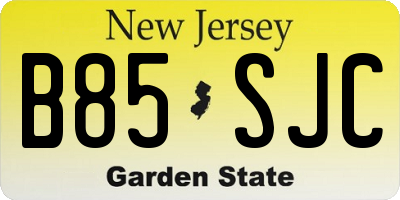 NJ license plate B85SJC