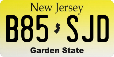NJ license plate B85SJD