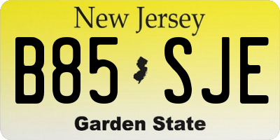 NJ license plate B85SJE