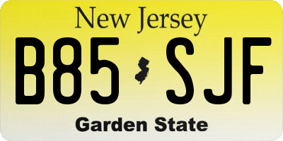 NJ license plate B85SJF