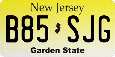 NJ license plate B85SJG