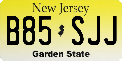 NJ license plate B85SJJ